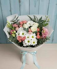 Букет цветов из:  Розы, Лизиантусы и Хризантемы в Кромы