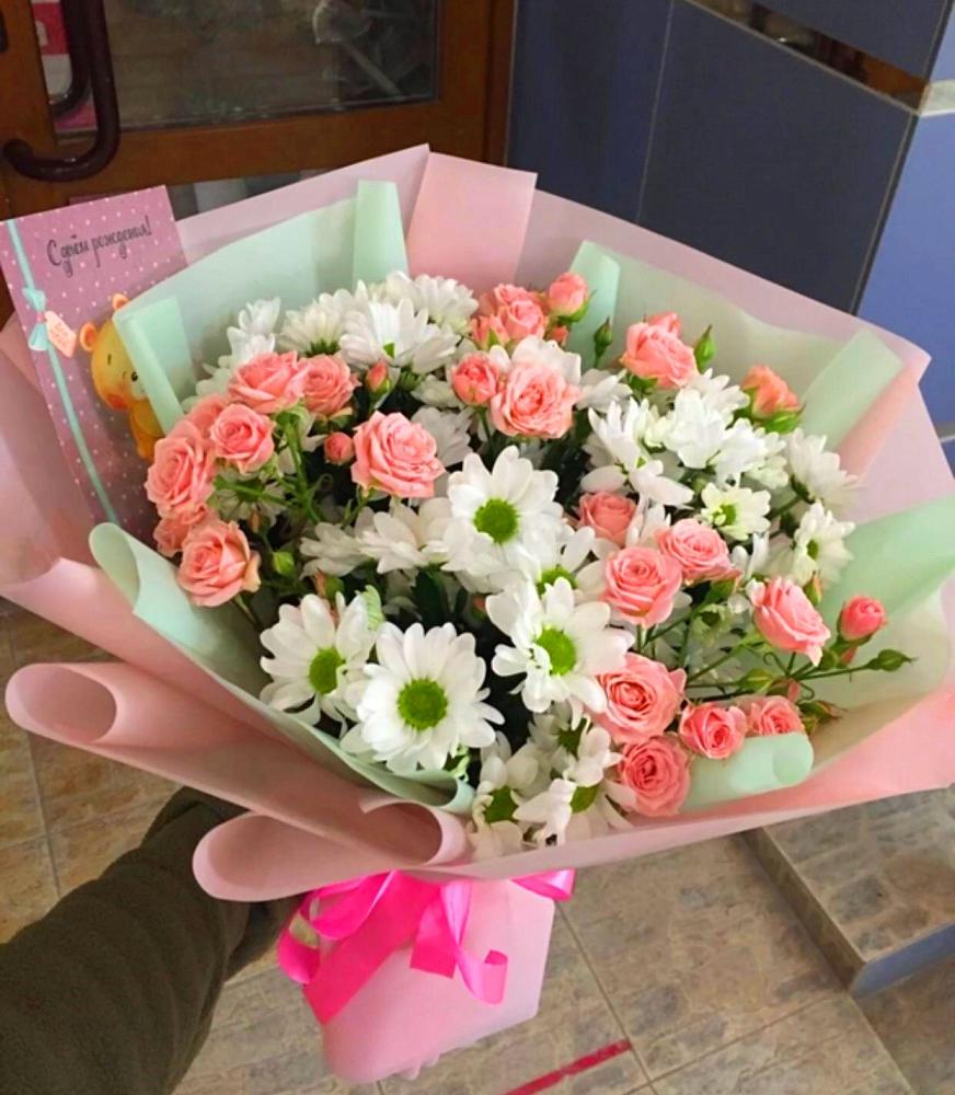 Букет цветов из: Розы и Хризантемы в Кромы