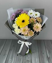 Букет цветов из:  Розы, Герберы и Хризантемы в Кромы
