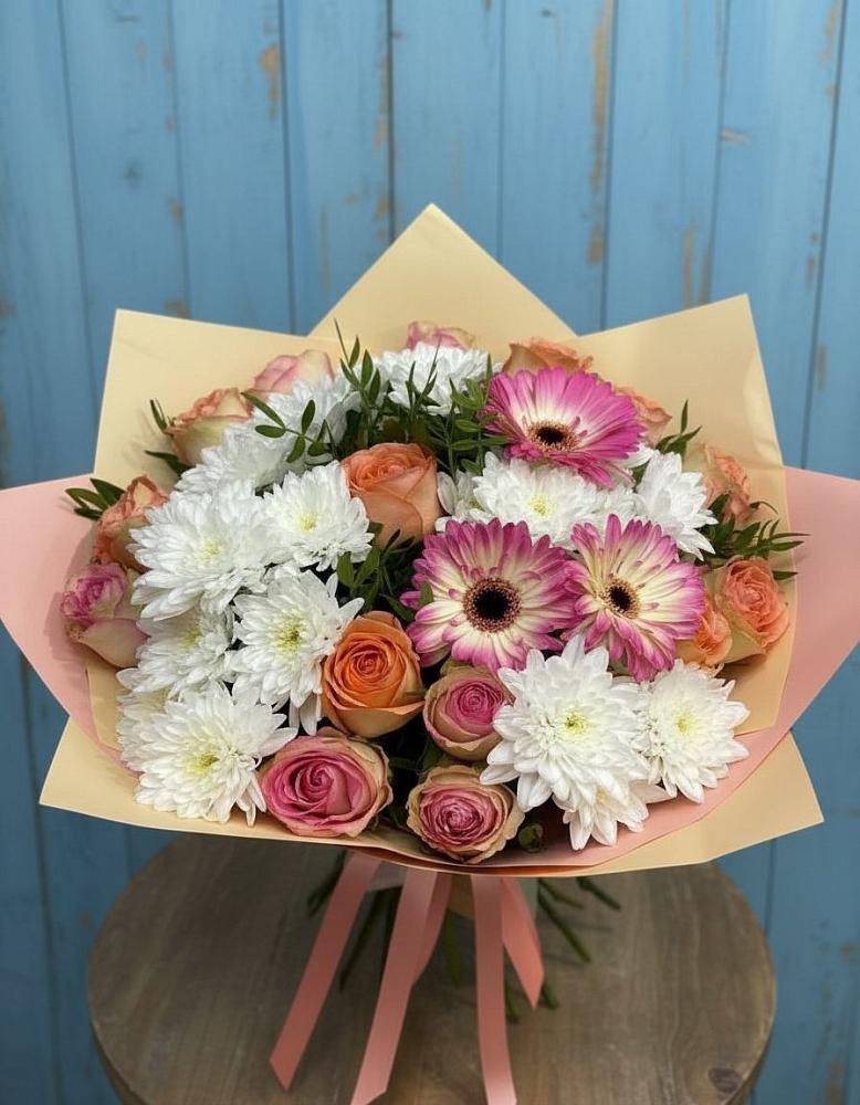 Букет цветов из: Розы, Герберы и Хризантемы в Кромы