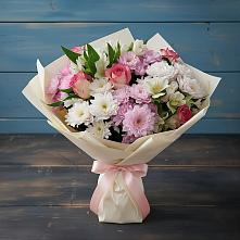 Букет цветов из:  Хризантемы, Альстромерии и Розы в Кромы