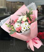 Букет цветов из:  Розы, Лизиантусы и Хризантемы в Кромы