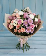 Букет цветов из:  Хризантемы, Розы и Альстромерии в Кромы
