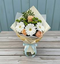 Букет цветов из:  Герберы, Розы и Хризантемы в Кромы